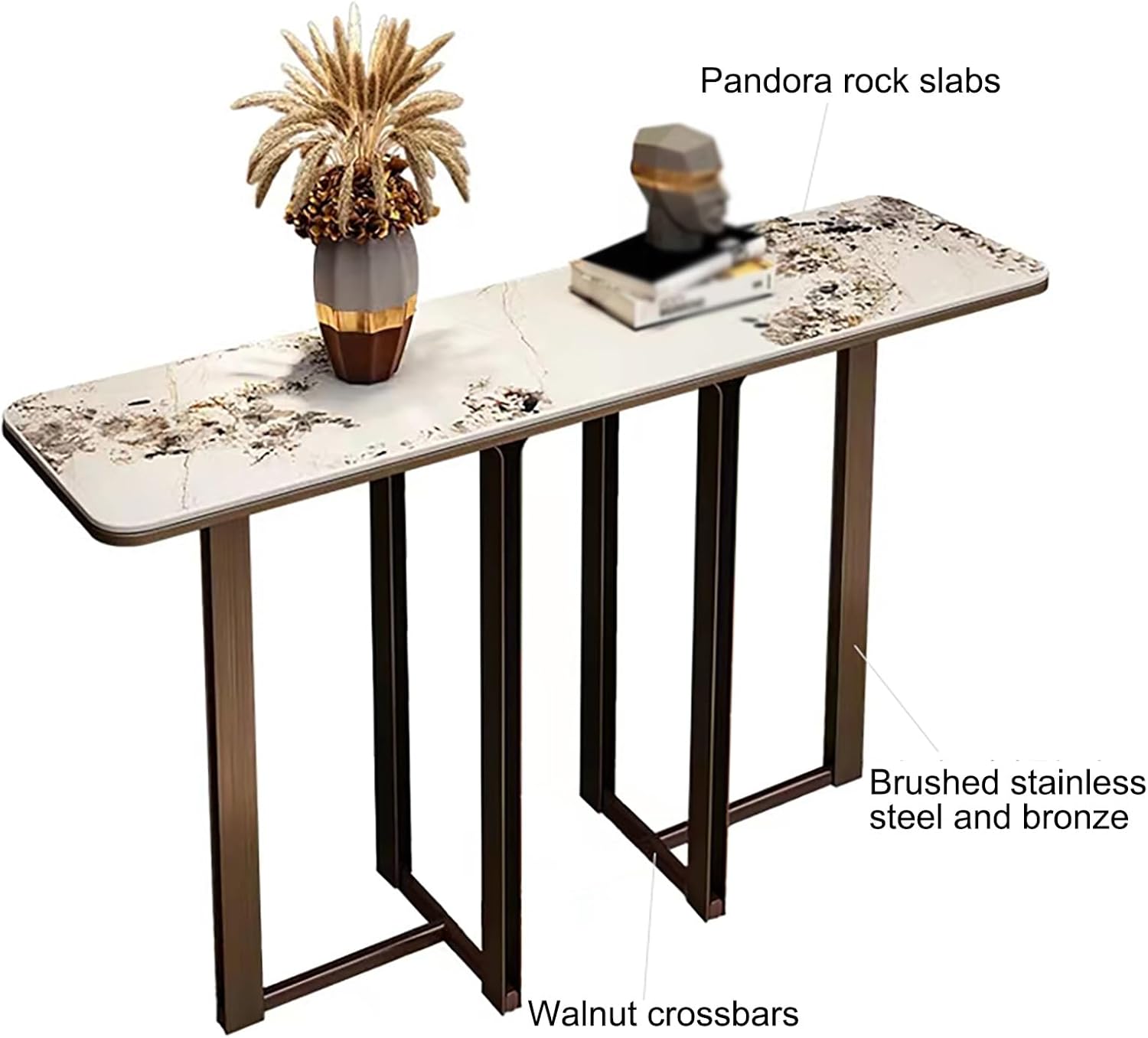 Narrow Entryway Table with Geometric Metal Base L560