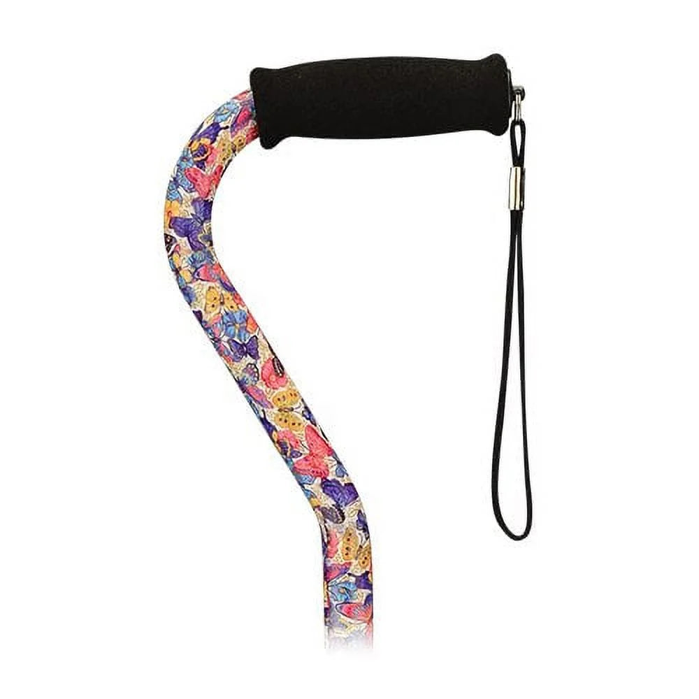 Walking Cane with All Terrain Rubber Quad Tip Base and Carrying Strap X446681