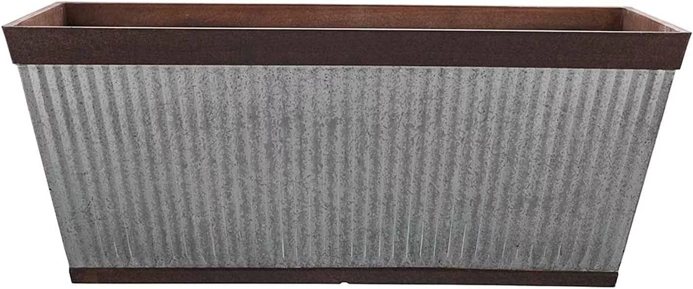 24 Inch Outdoor Deck Rail Textured Resin Planter B55186