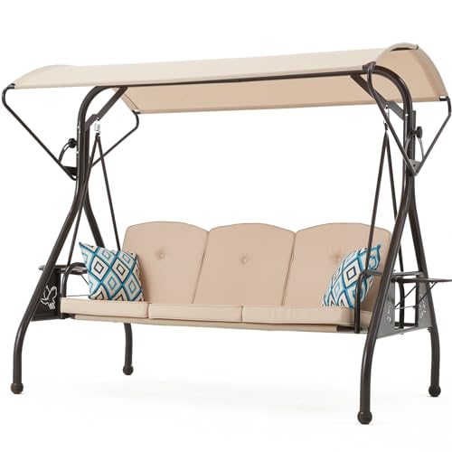 Green Patio Swing with Canopy 3 Seat with Stand O1021