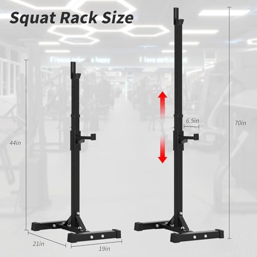 Black Adjustable Squat Rack Stand Set of 2 W9601