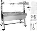 Stainless Steel Charcoal Spit Rotisserie Roaster Grill with Back Cover Guard and Baffle T220086