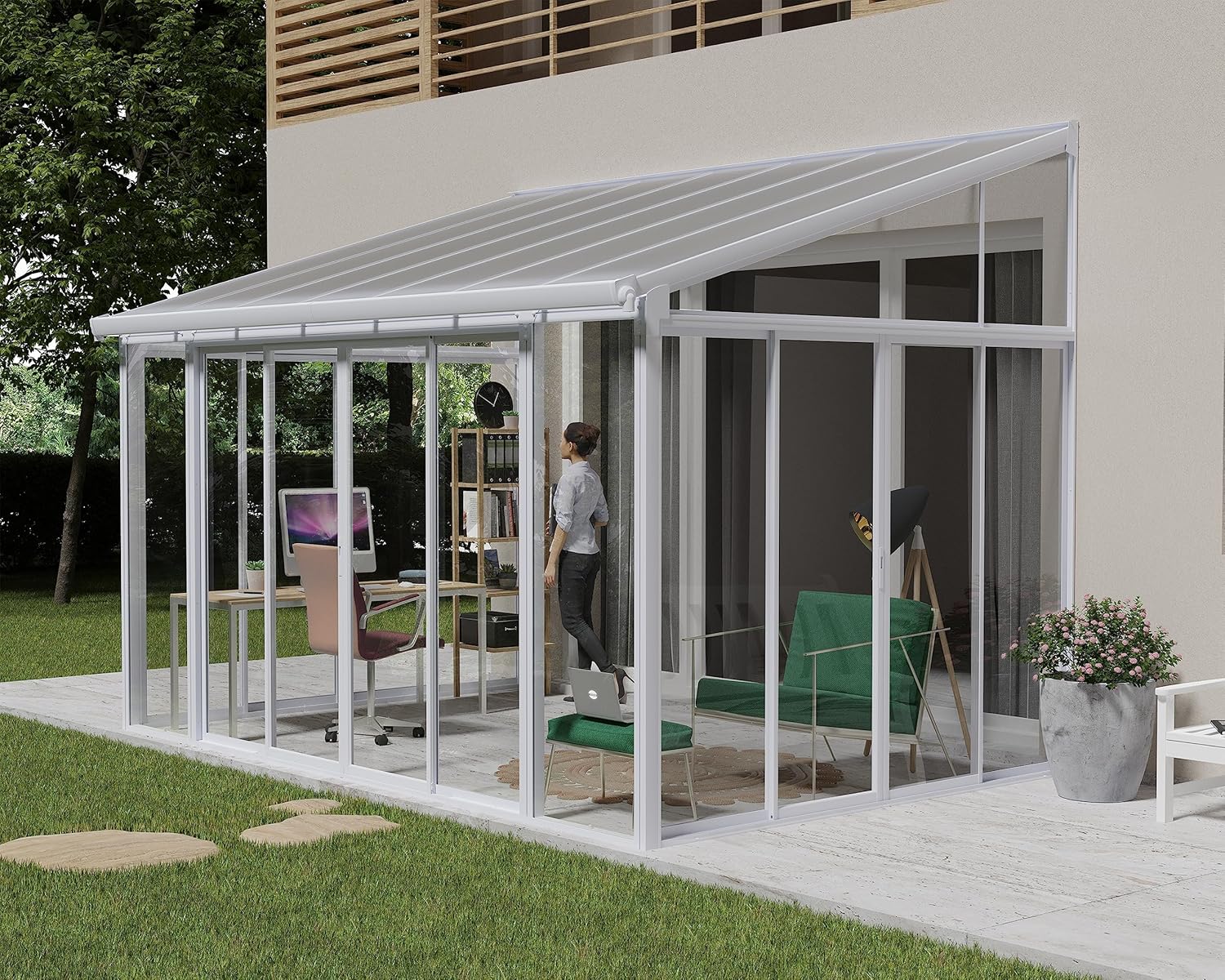 White 10x14 Enclosed Patio Cover Polycarbonate Shelter M109