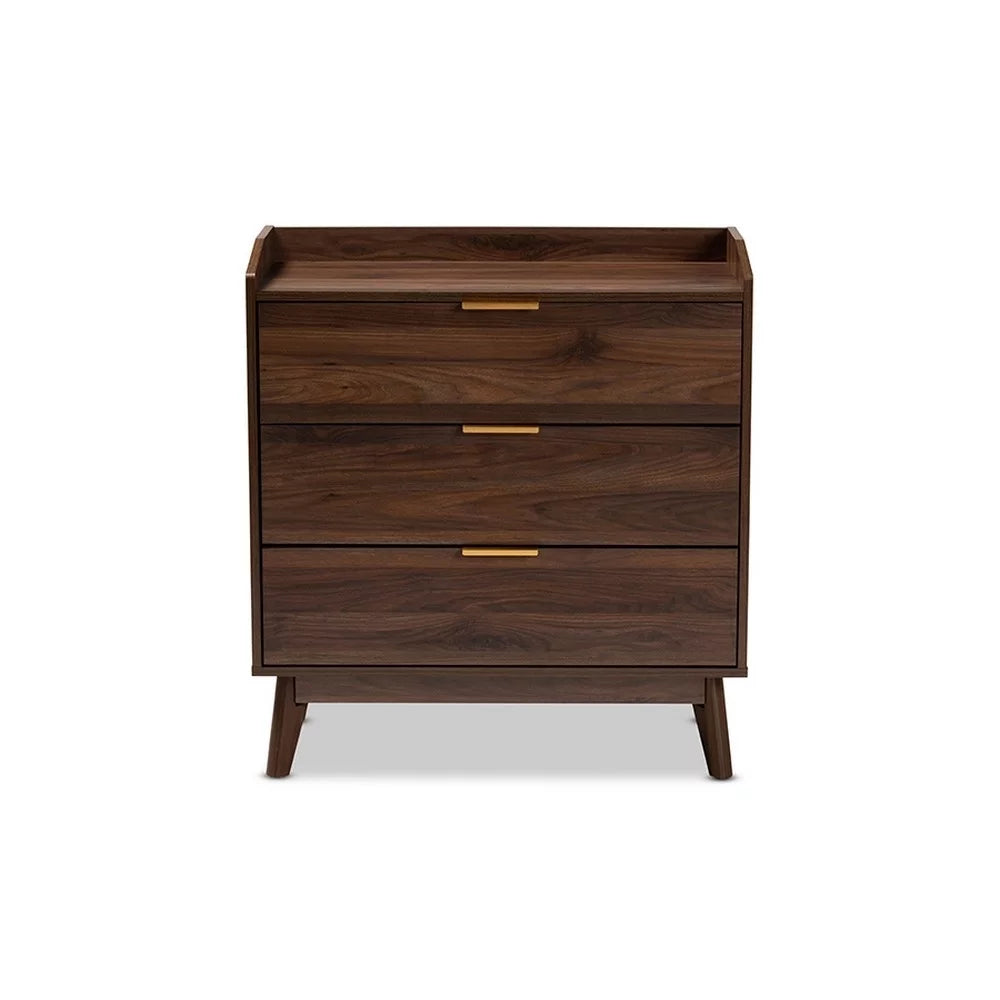Walnut Brown 3-Drawer Wood Chest R98691