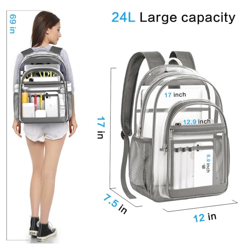 Gray Clear Backpack with Reinforced Bottom A3609