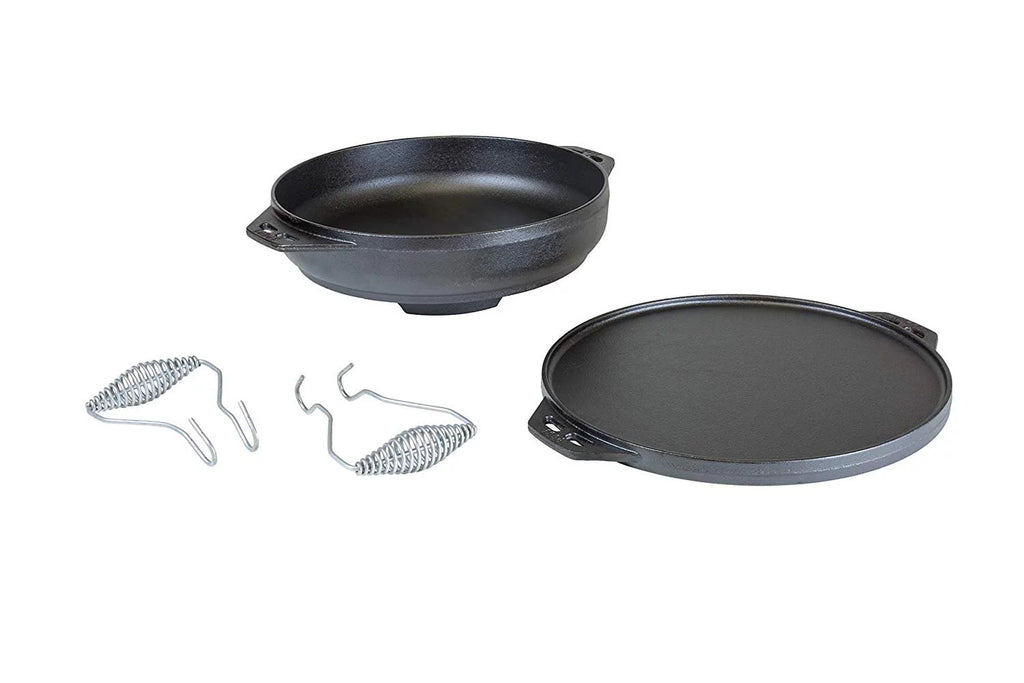 Five-Piece Cast Iron Set with Reversible Grill/Griddle 14 Inch and 6.8 Quart Bottom/Wok J6270
