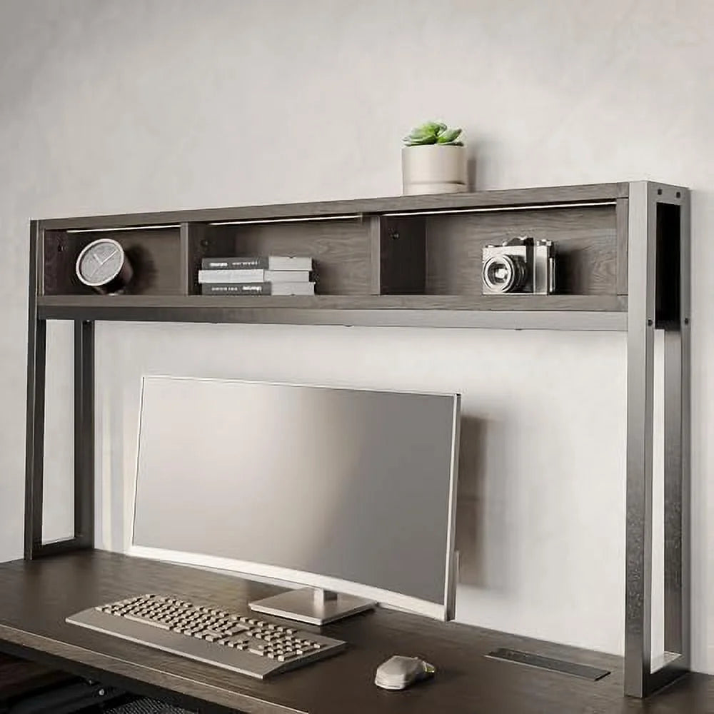 Computer Desk with Monitor Stand and File Cabinet, 104" Long L-Shaped Desk with RGB LED Lights and USB AC Outlet X727408