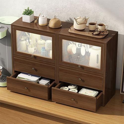 Rustic Mini Countertop Cabinet with Door and Drawer F94700
