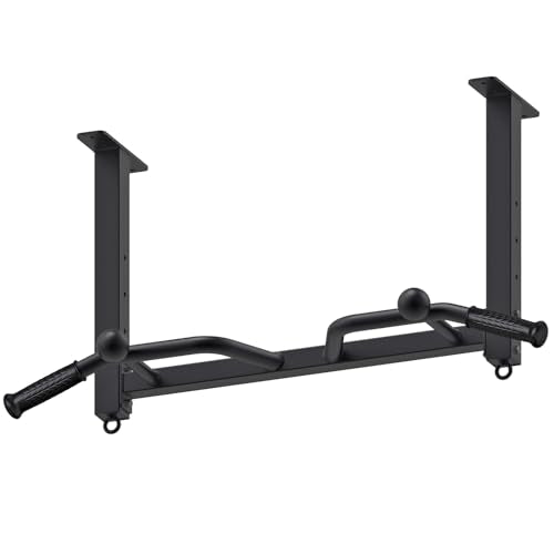 32" Ceiling Mounted Heavy Duty Pull Up Bar with Punching Bag Hanger and Resistance Bands Q7884
