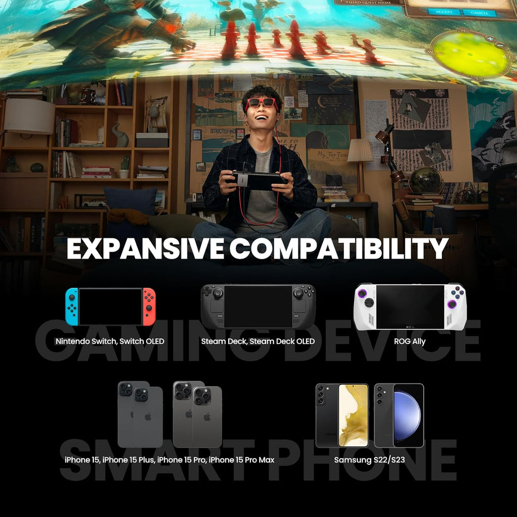 AR Glasses with 130" Wearable Display, 72g 120Hz 1080P V7617