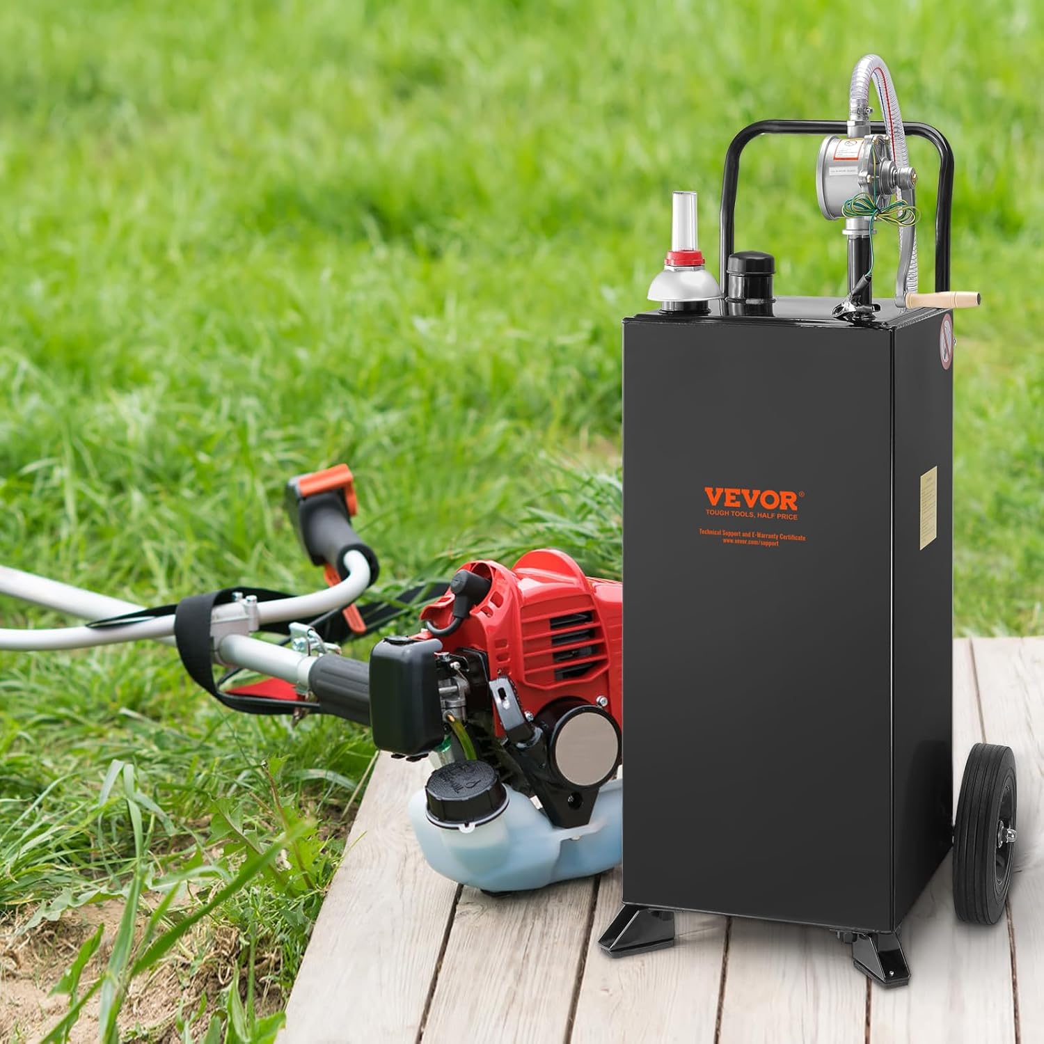 Black 30 Gallon Portable Fuel Caddy with Manual Transfer Pump Z707358