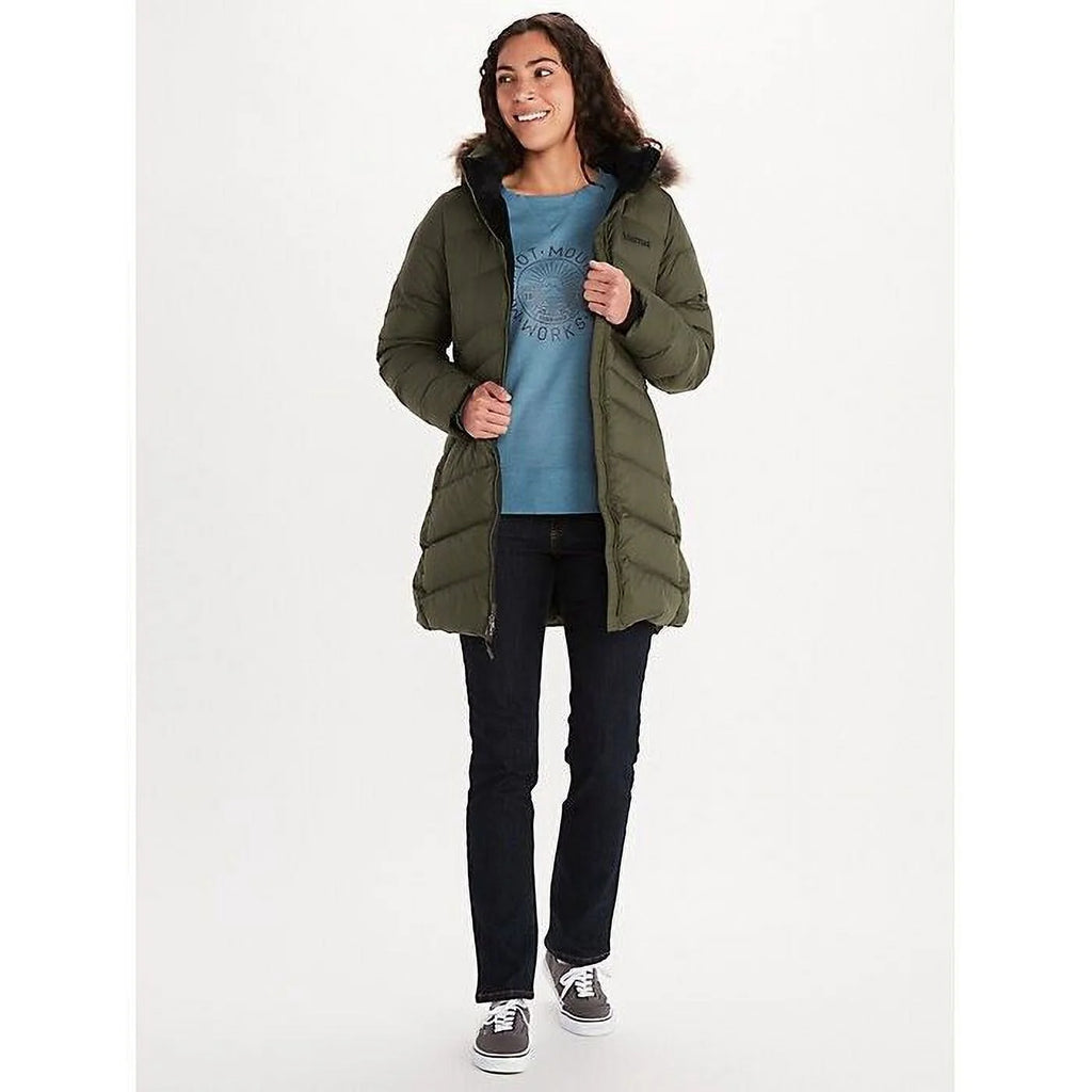 Olive Green Hooded Faux-Fur-Trim Coat Size XL Y3925