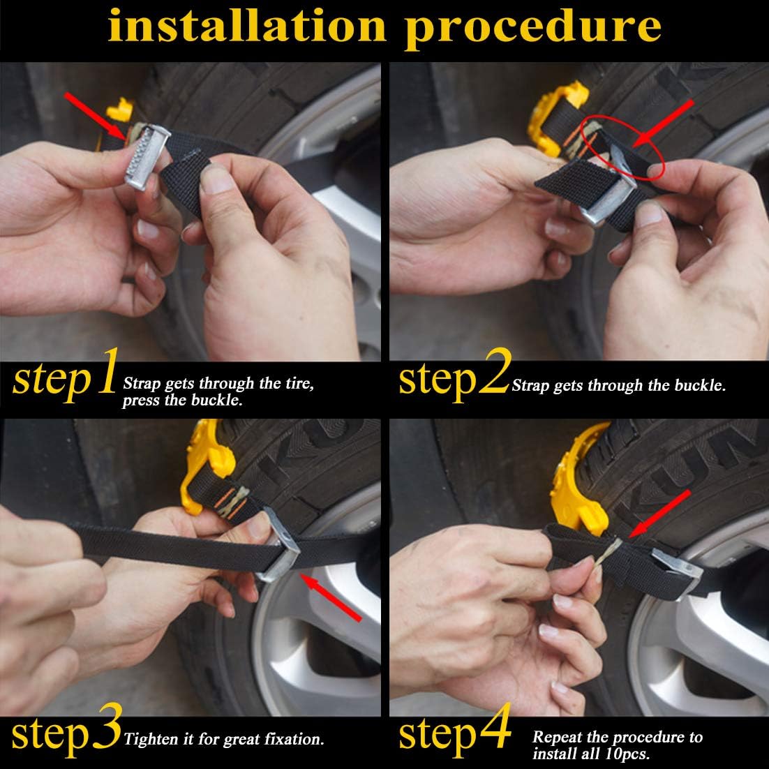 10 Pcs Car Tire Chains for Snow Ice Mud X54082