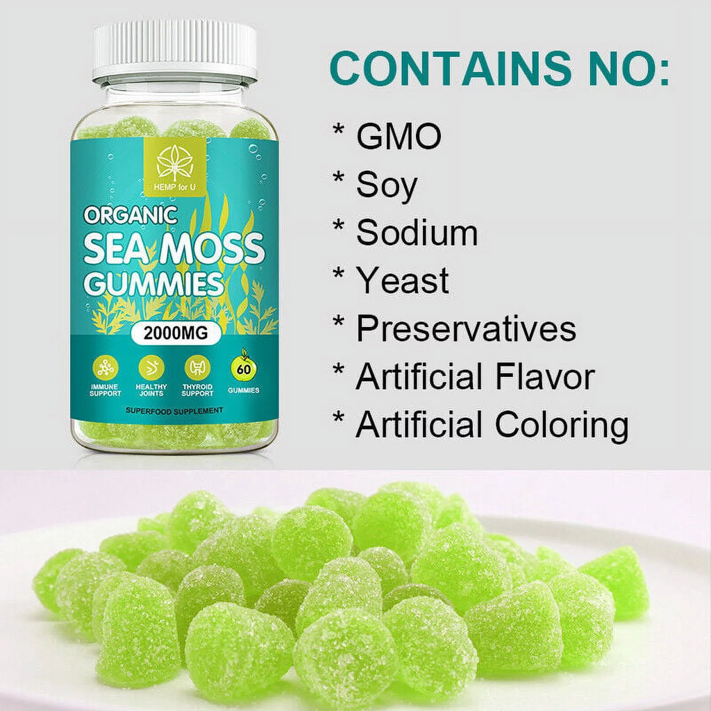 Organic Sea Moss Gummies, 2000mg 60 Capsule K4723