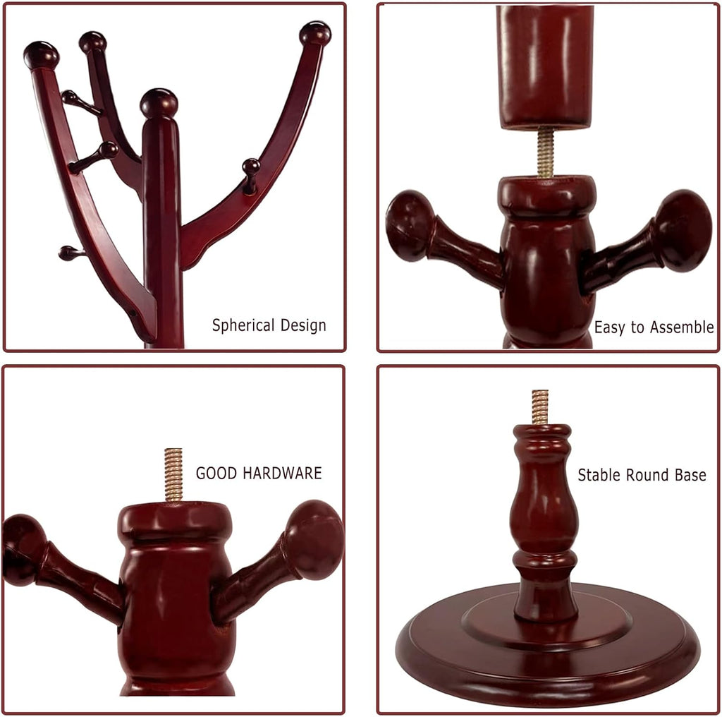 Freestanding Wood Coat Rack with 11 Hooks Z710272