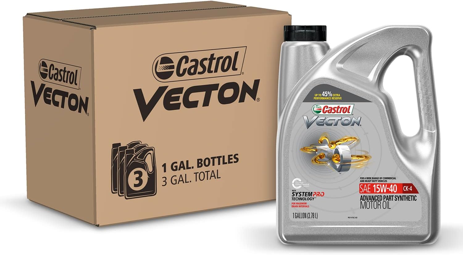 15W-40 CK-4 Part Synthetic Diesel Engine Oil, 1 Gallon, Pack of 3 X495