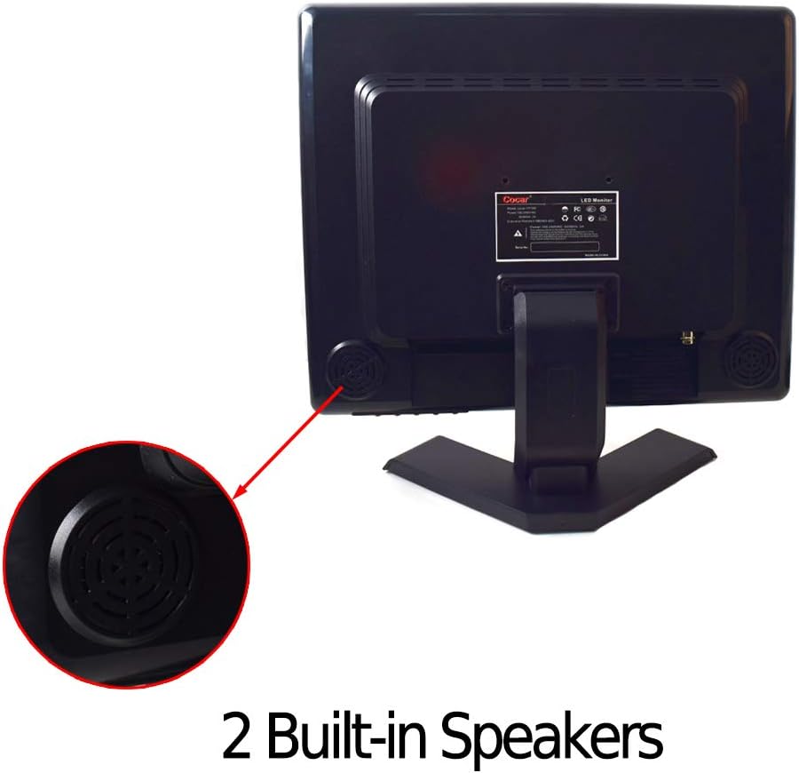 15 inch CCTV Security Monitor with BNC VGA HDMI AV Built-in Speaker 4:3 HD Display LCD Screen Display with USB Media Player S387338