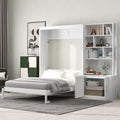 White Solid Wood Queen Size Murphy Bed with Desk G4823