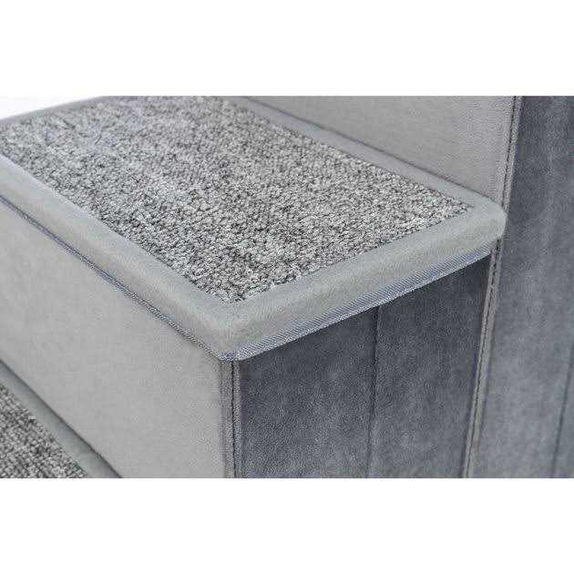 Velour Foldable 3-Step Pet Stairs with Storage P498157