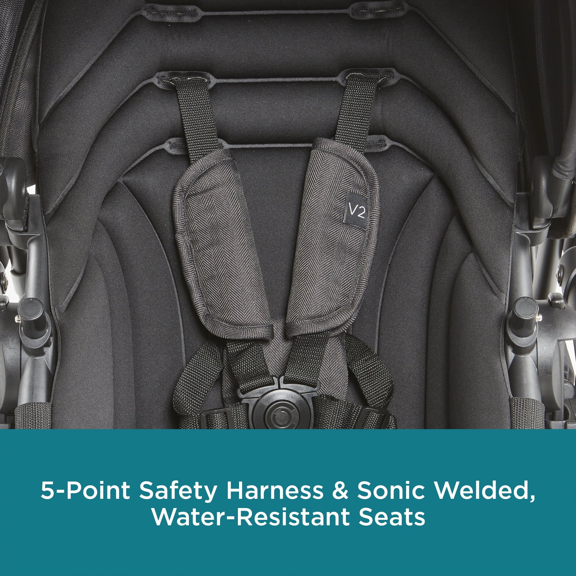 Black Herringbone Double Tandem Stroller U78598