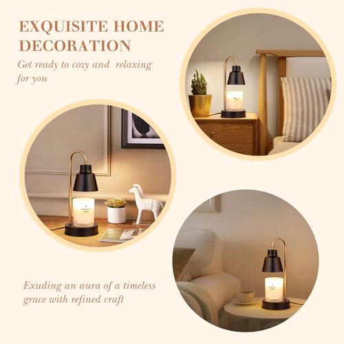 Candle Warmer Lamp with Timer & Dimmer, Electric Candle Warmer Adjustable Height/Heat with 2 Bulbs O3246