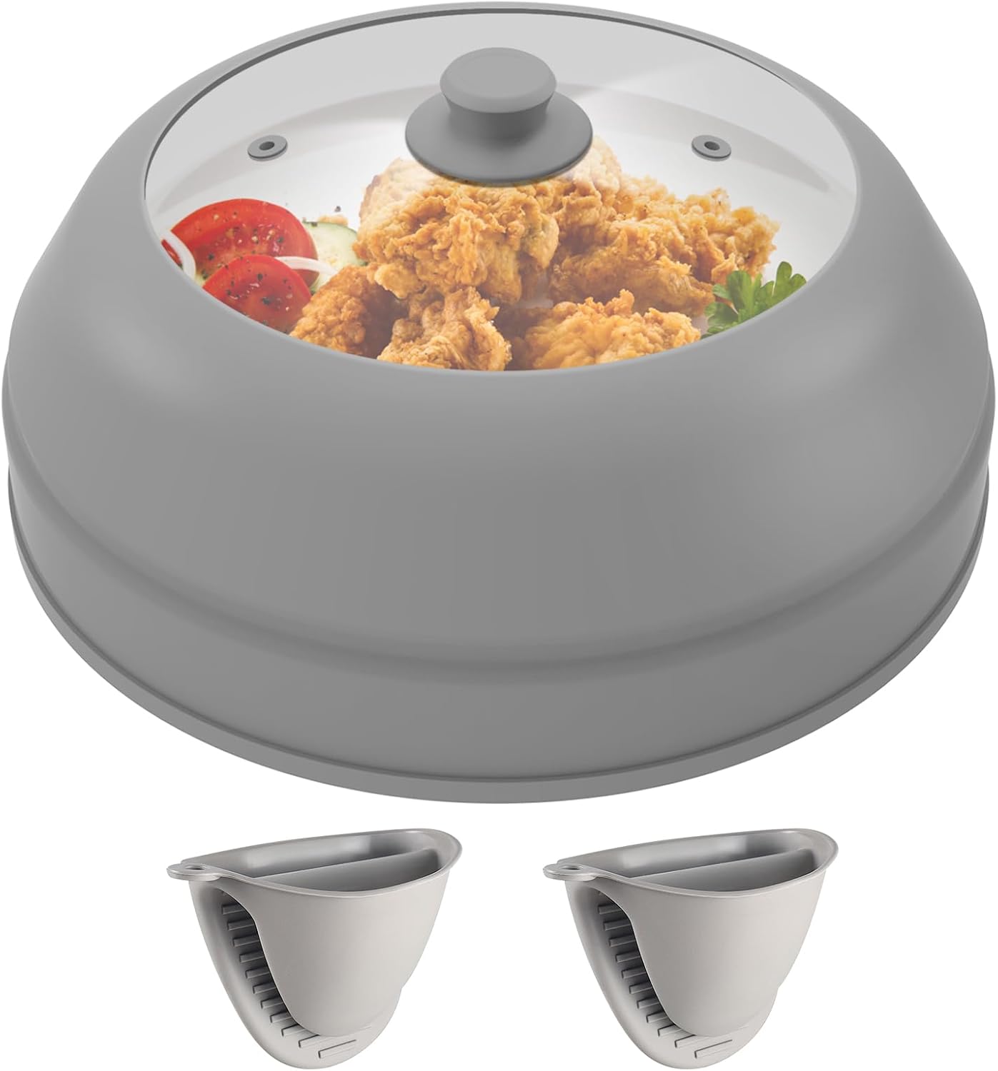 10.5 inch Microwave Plate Cover with Collapsible Silicone and Glass C12281
