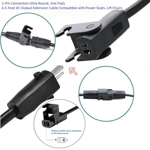 2-Pin Power Adapter with Extension Cord for Recliner Chair E318