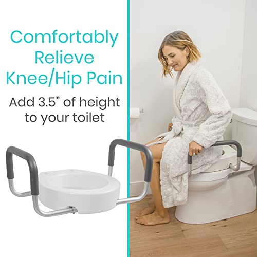 White Raised Toilet Seat with Handles P5727