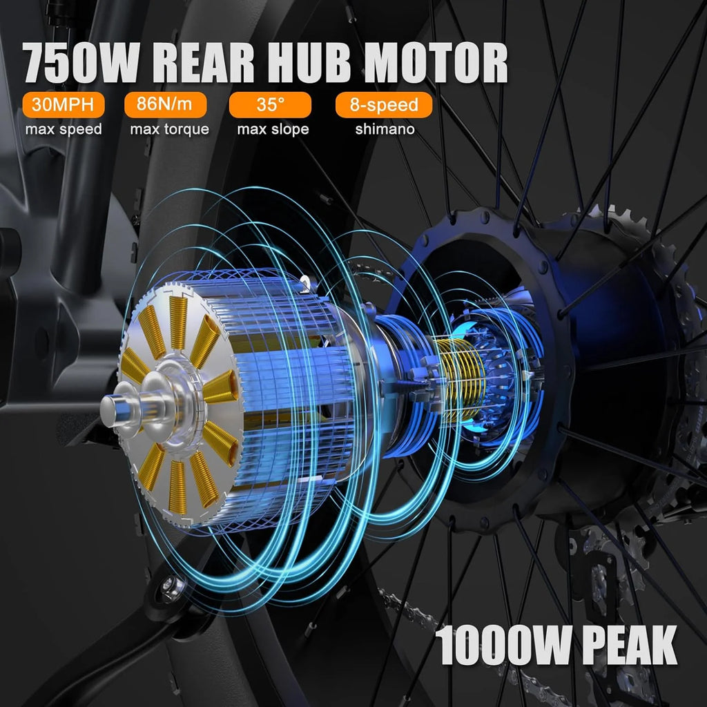 26" Fat Tire Full Suspension Electric Bike T23858