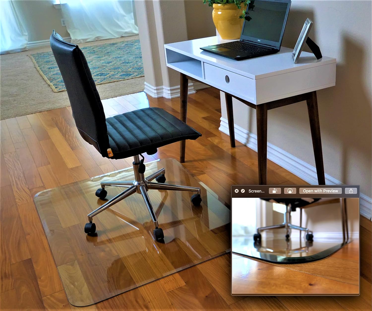 36" x 46" Clear Tempered Glass Chair Mat with Beveled Edge W10228