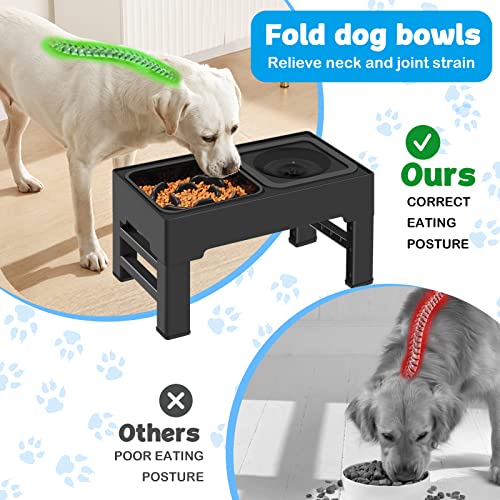 2-in-1 Elevated Slow Feeder Dog Bowls with Non-Skid Silicone Mat Z82523