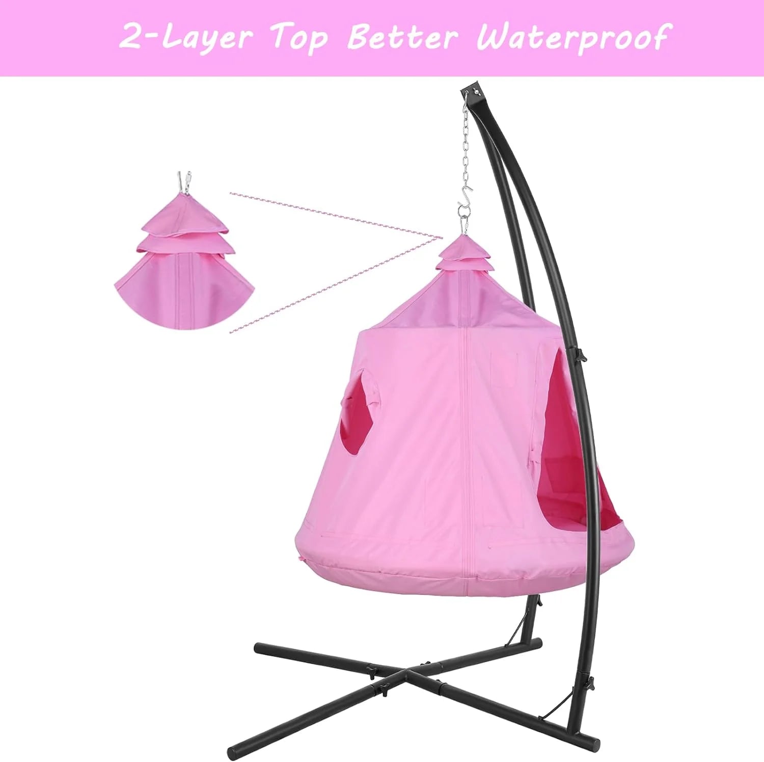 Pink Hanging Hammock Chair with Steel Stand X40917