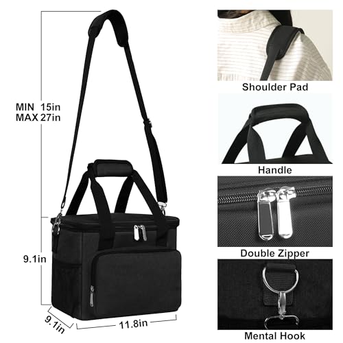 Insulated Leak-Proof Large Black Lunch Bag V3414
