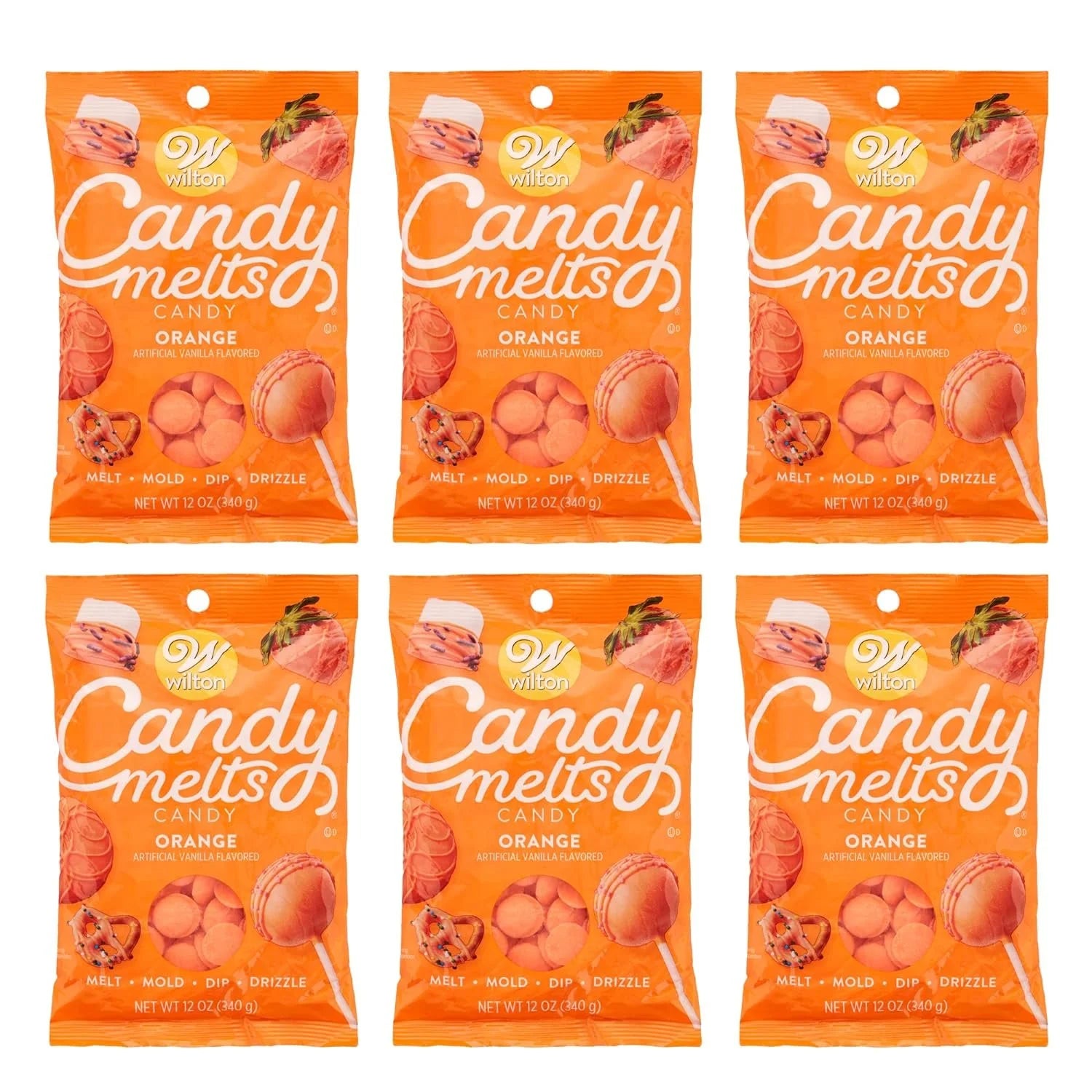 Orange Candy Melts, 12 oz, Pack of 6 E733