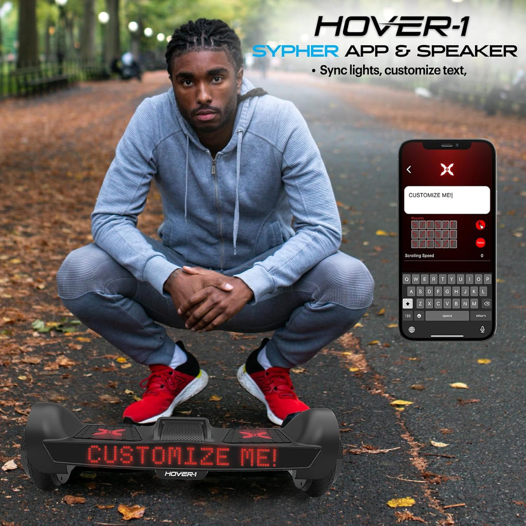 Electric Self-Balancing Hoverboard with Customizable Screen, Dual 150W Motors, 7 mph Max Speed, 7 Miles Max Range P91300