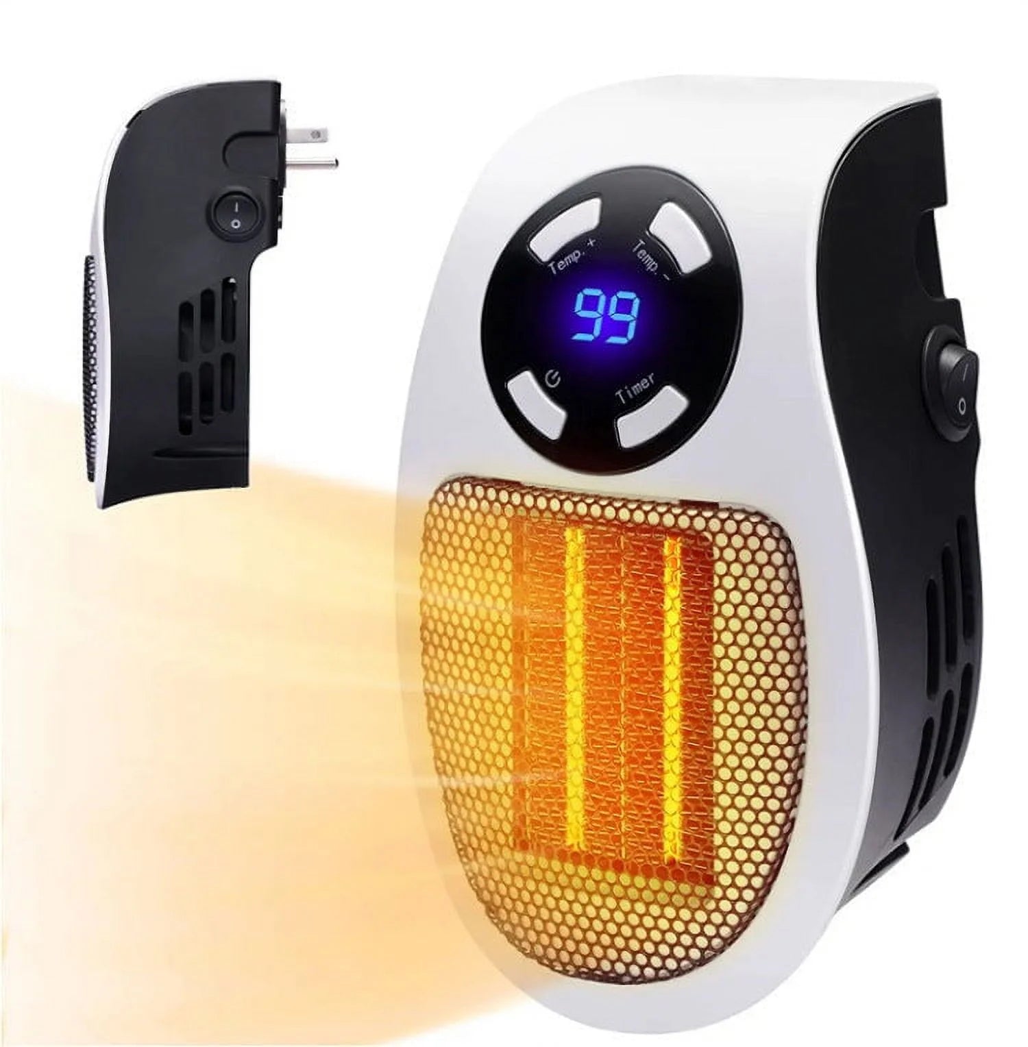 500W Mini Plug-in Wall Heater With Digital Timer F54030