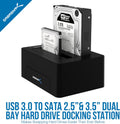USB 3.0 to SATA Dual Bay External Hard Drive Docking Station for 2.5 or 3.5in HDD SSD with Hard Drive Duplicator Cloner Function 10TB Support Pack of 2 V697