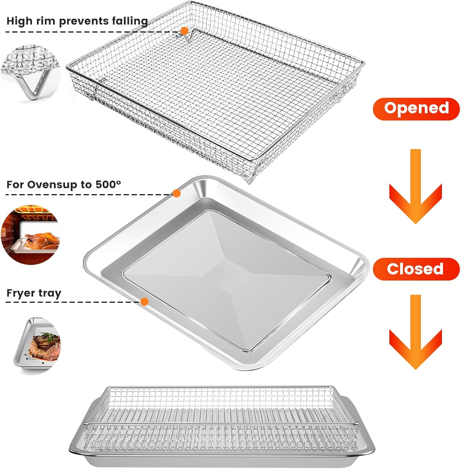 12.2 x 11 Inch Stainless Steel Mesh Air Fryer Basket S6181