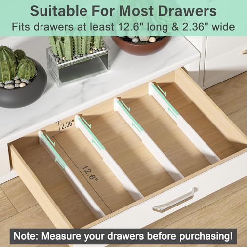 Drawer Dividers 8 Pack, 2.36" High, 12.6-22.8'' Adjustable Expandable Plastic Drawer Organizers Z3221