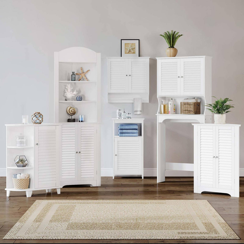 White 3-Shelf Corner Cabinet C176