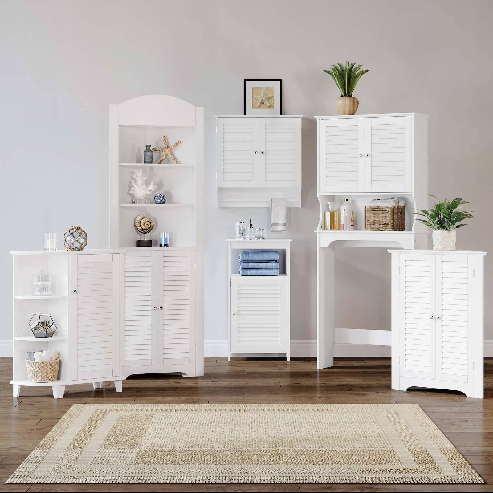 White 3-Shelf Corner Cabinet C176