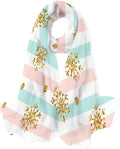 Gold Snowflake Long Silk Neck Scarf Lightweight Shawl Wrap Scarves D6223