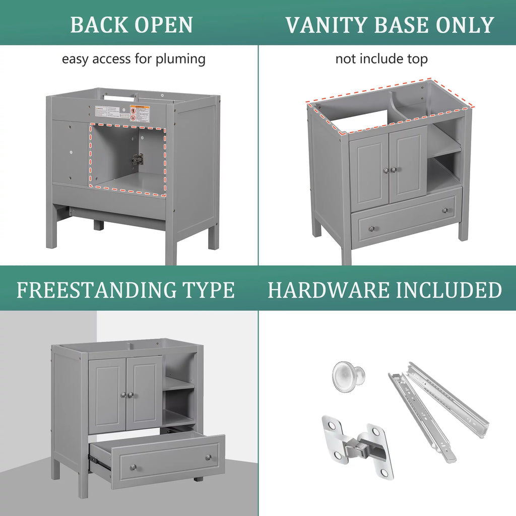 Grey Solid Wood Bathroom Vanity Base D62056