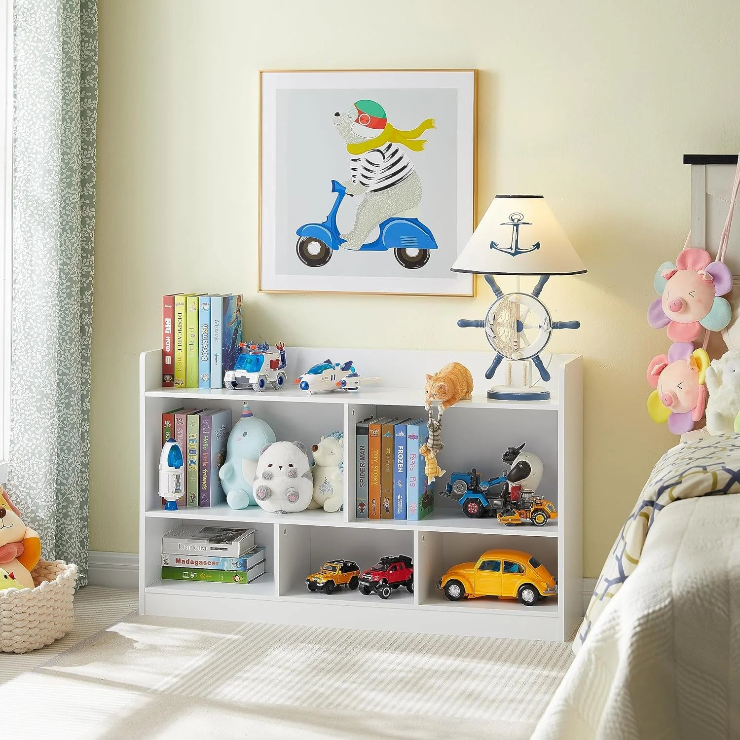 White 5-Section Wooden Bookshelf U564