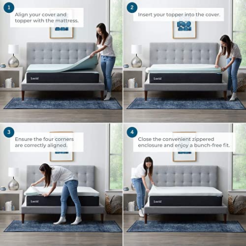 4 Inch Gel Memory Foam Mattress Topper, Twin XL, Blue Z634792