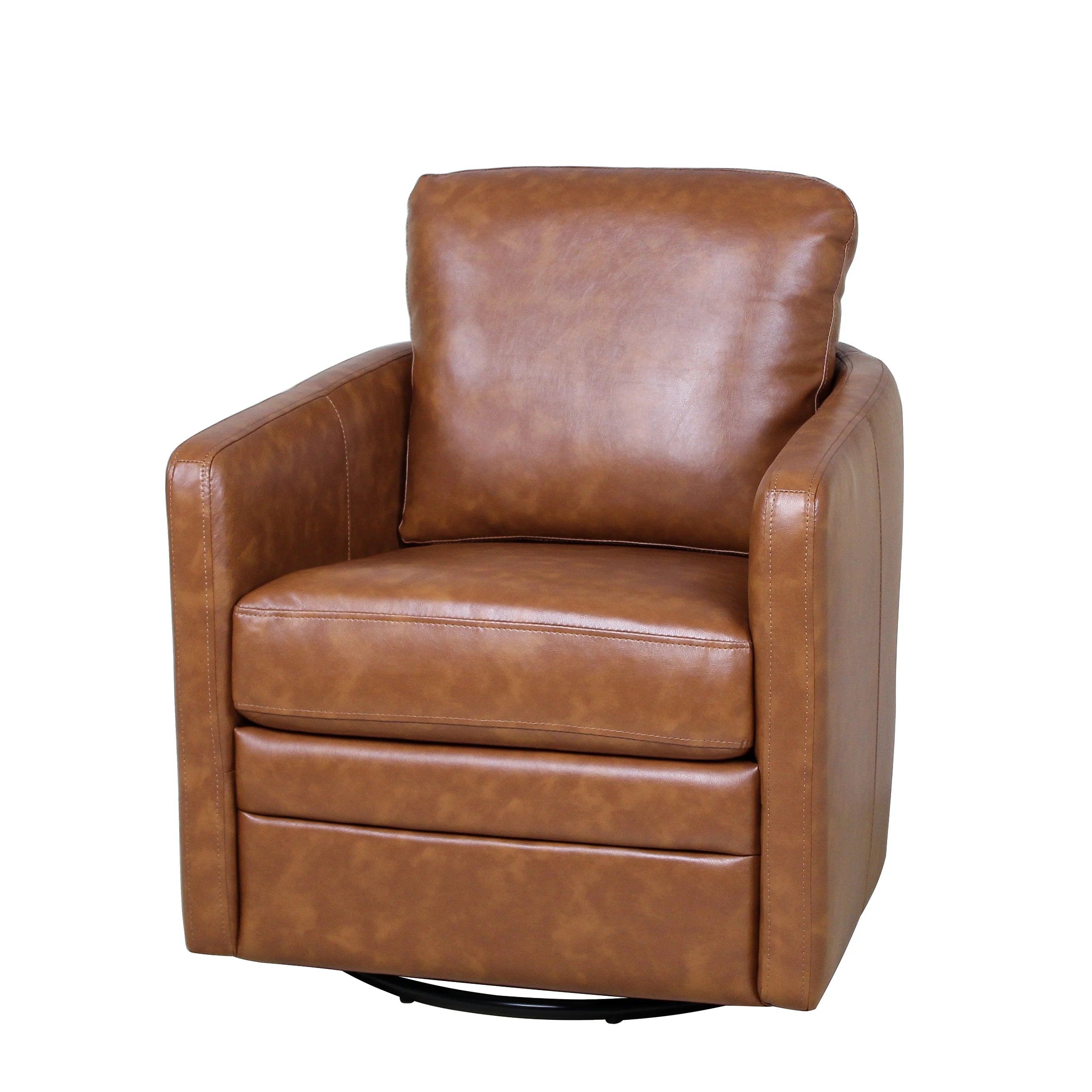 Faux Leather Swivel Accent Chair with Arms D762