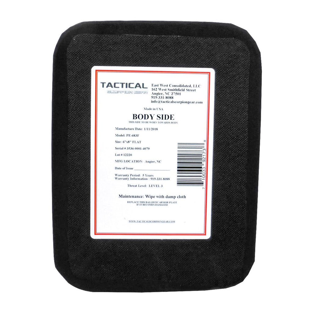 Level III+ PE Polyethylene Single Curve Body Armor 6x8 Plate I348570