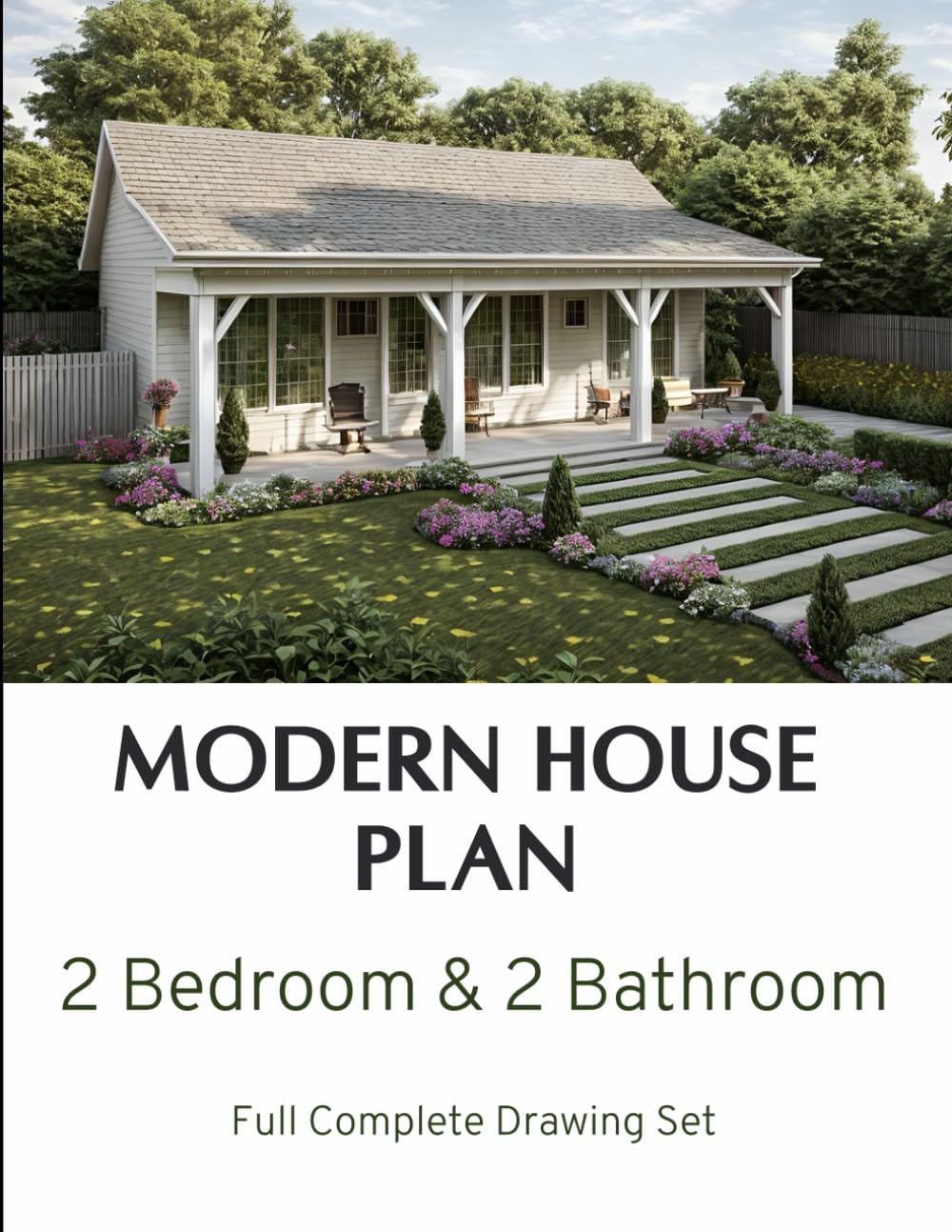 860 square feet 2 Bedroom 2 Bathroom Tiny House Plan Drawing Set K516
