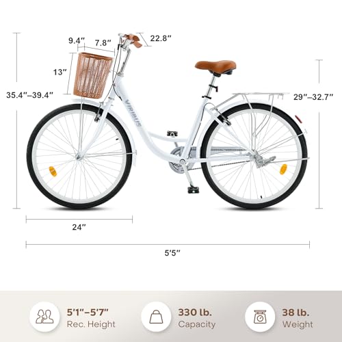 24 26 inch 1 Speed Step Through Cruiser Bike with Basket K8367