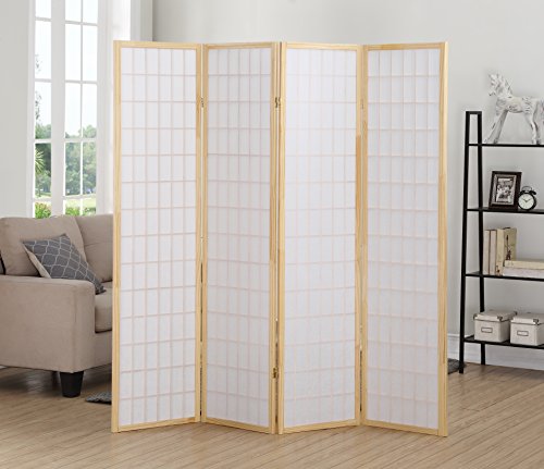 Natural 4 Panel Room Divider O591786